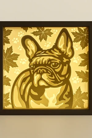 Leuchtrahmen Französische Bulldogge beleuchtet – dekorative LED Hundedeko