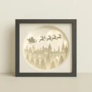 Weihnachtsdorf Leuchtrahmen beleuchtet – LED Weihnachtsdeko mit Rentierschlitten